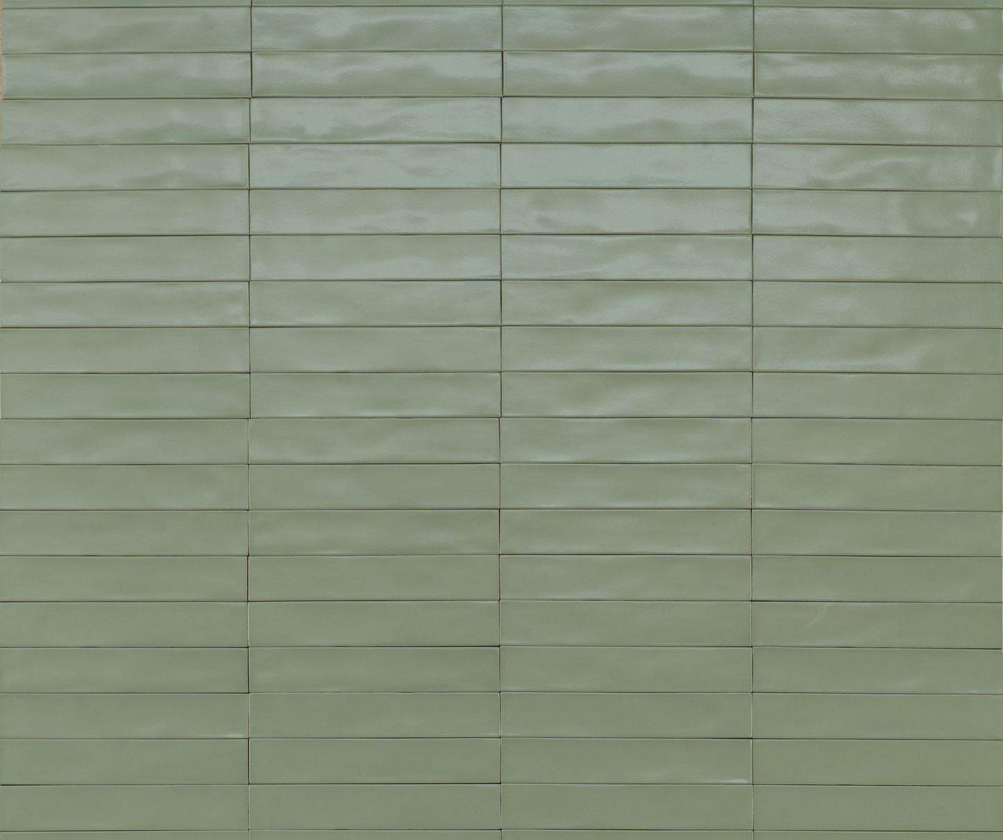 Schnittmuster Wandfliesen Wish Green Semimatt 5,3x30cm, in Salbeigrün
