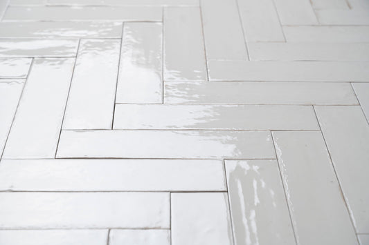 Schnittmuster Wandfliese Look Bianco Glossy 6x24 cm