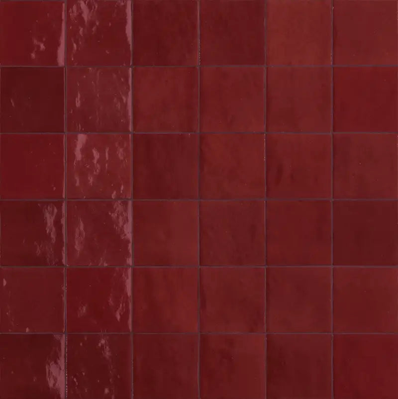 Schnittmuster Wandfliesen Melange Bordeaux Glossy 10x10 cm