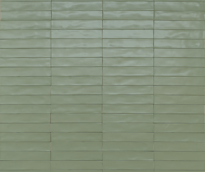 Wandfliese Wish Green Semimatt 5,3x30cm, in Salbeigrün