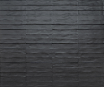 Schnittmuster Wandfliesen Wish Black Semimatt 5,3x30cm, Seidenmatt schwarz