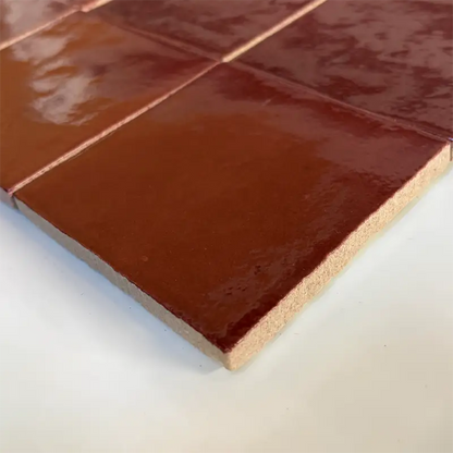 Schnittmuster Wandfliesen Melange Bordeaux Glossy 10x10 cm