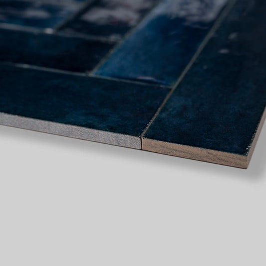 Schnittmuster Wandfliese Look Blue glossy 6,5x24 cm